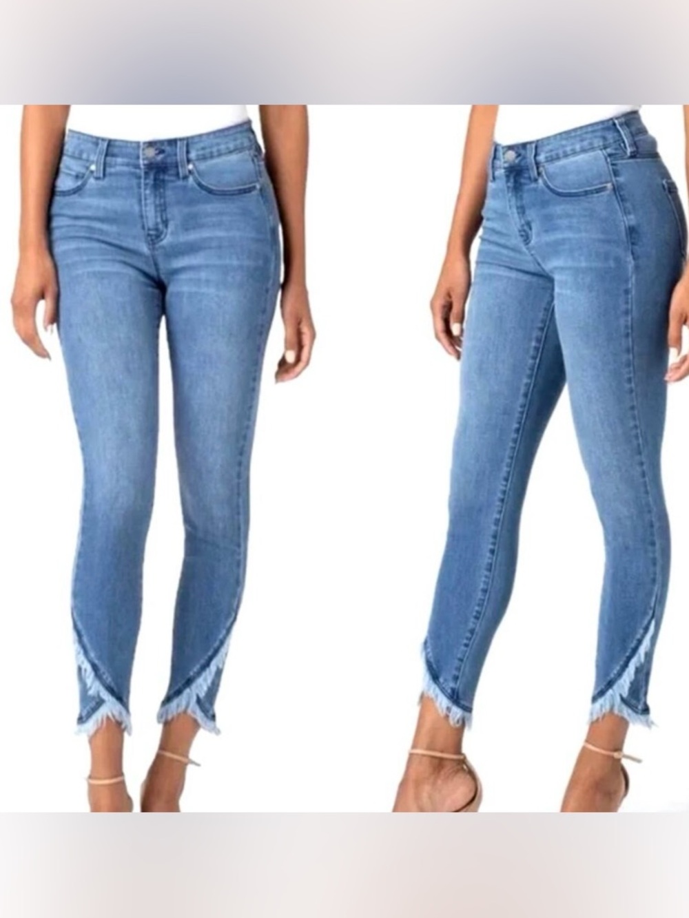 Liverpool The Skinny Crop Frayed Hem Jeans Boho Chic Sz. 6/28